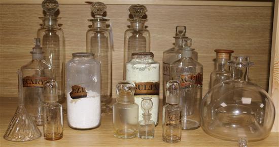 A collection of Chemist & Medicine glass ware/bottles